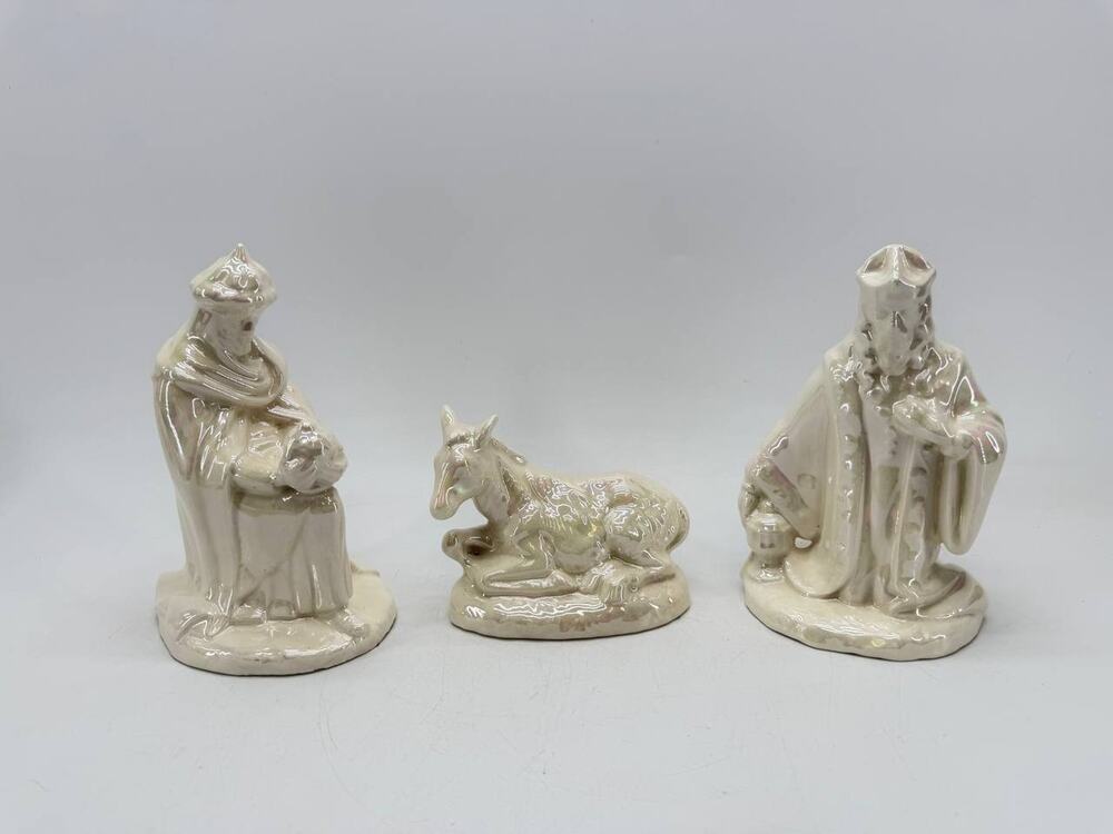 Ceramic Nativity Figurines Mary Baby Jesus Donkey Wise Man MAM 78 1.55 lb